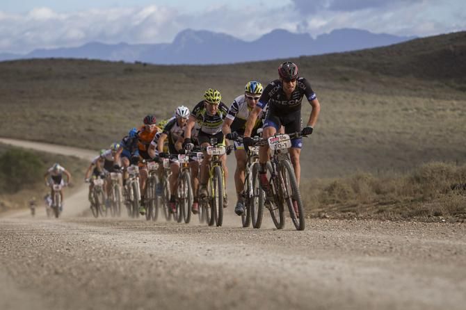 Erik Kleinhans of RECM leads the bunch during stage 3