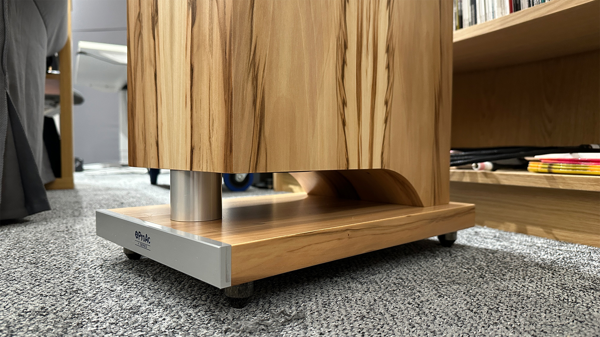 ProAc K3 floorstanding speakers close up on plinth
