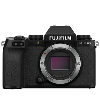 Fujifilm X-S10 camera on a white background