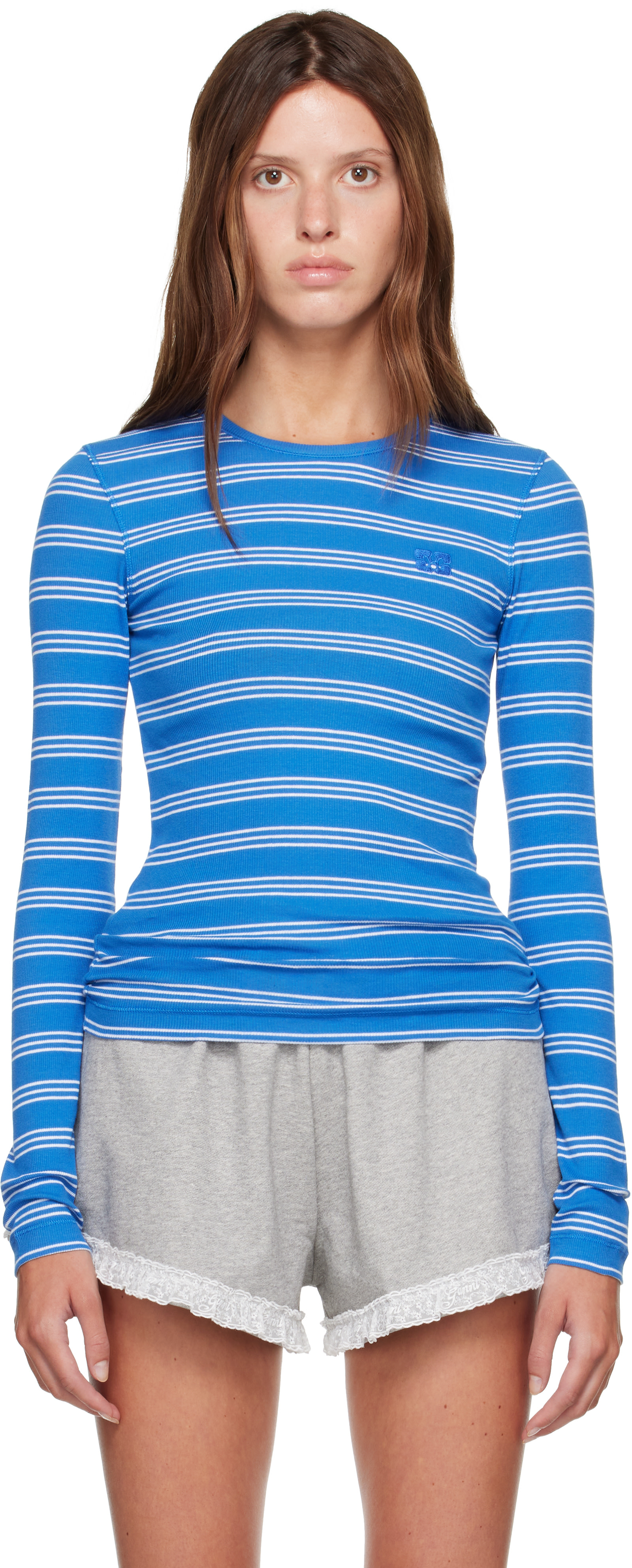 Navy Long-Sleeve Stripes T-Shirt