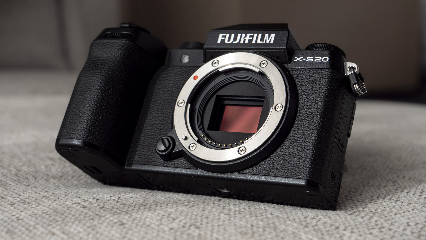 Fujifilm X-S20 camera front with sensor