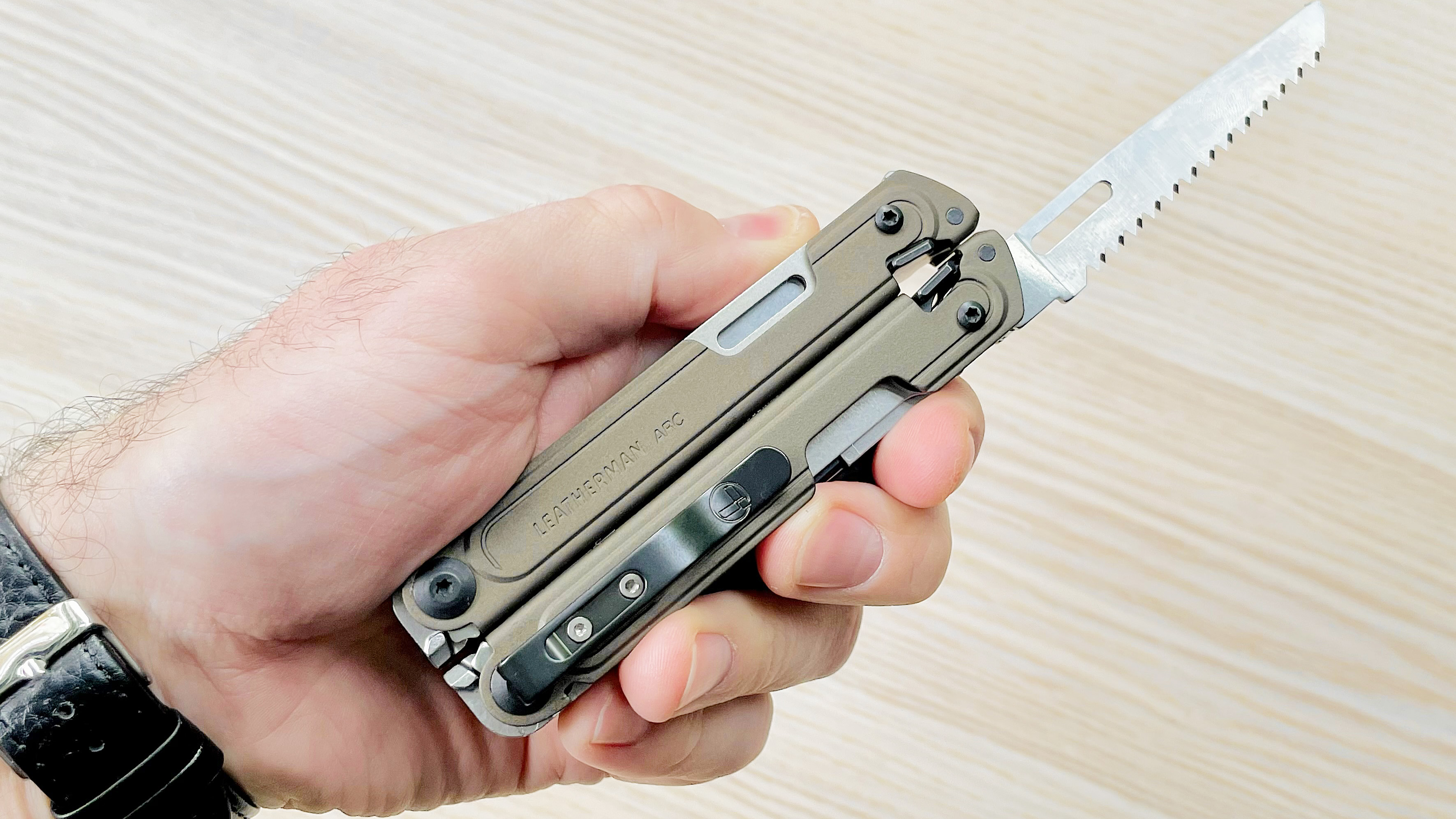 Close-up of the Leatherman Arc multi-tool