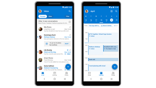 the user interface for Outlook Lite on Android