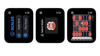 Skjermbilder fra appen Chords & Scales for Guitar på Apple Watch.