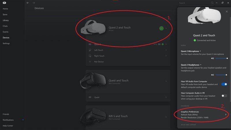 Oculus Link Wired Options Quest