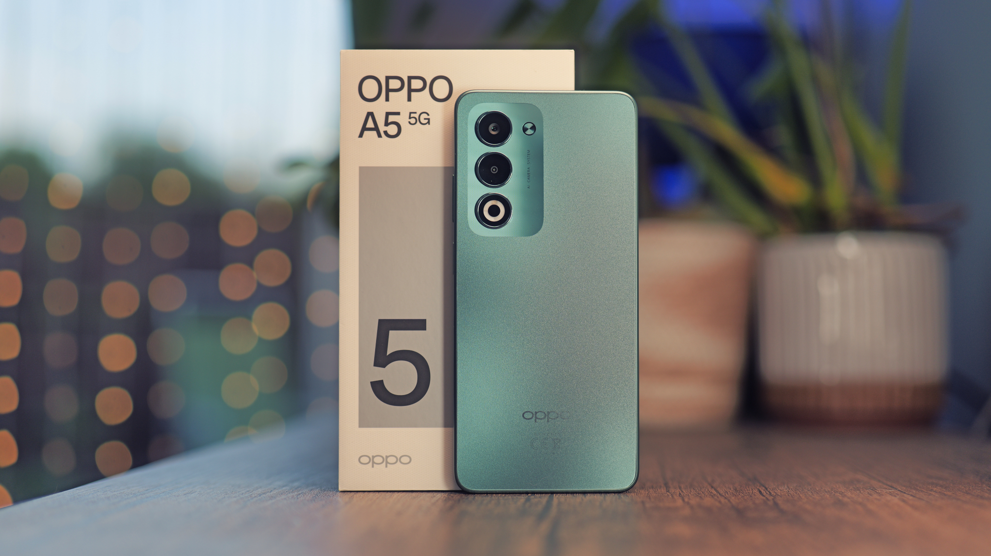 Oppo A5 5G phone on a table