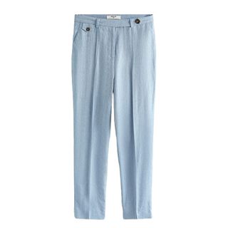 Next light blue linen blend tapered trousers