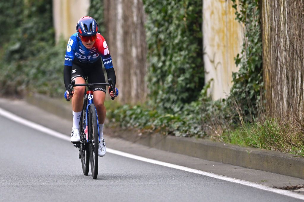 DE PANNE BELGIUM MARCH 21 Nina Buijsman of The Netherlands and Team FDJ SUEZ attacks during the 7th Womens Classic BruggeDe Panne 2024 a 155km one day race from Brugge to De Panne on March 21 2024 in De Panne Belgium Photo by Luc ClaessenGetty Images