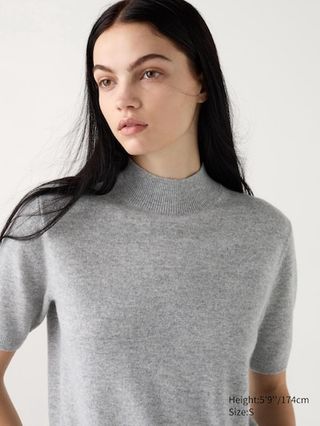 Uniqlo, Cashmere Sweater Mock Neck Half-Sleeve