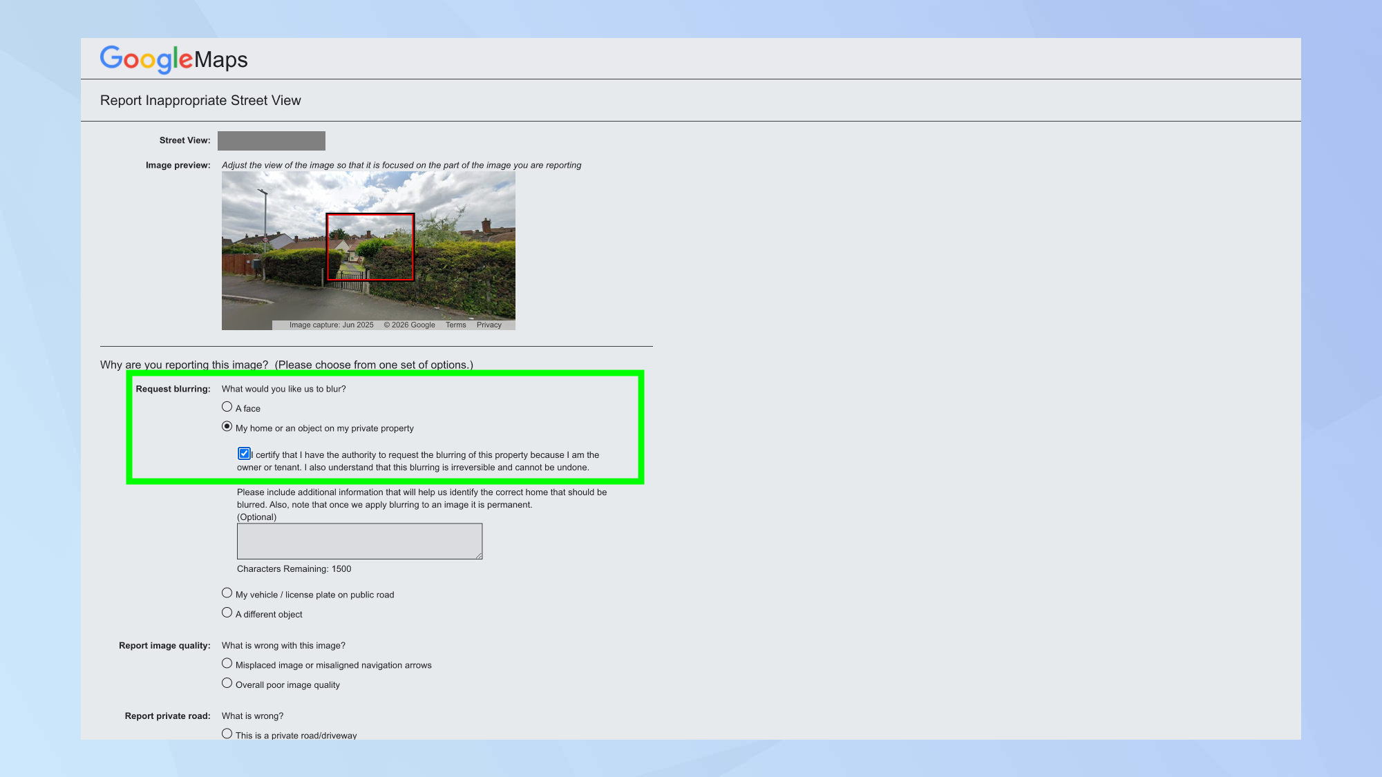 How to blur your home on Google Maps