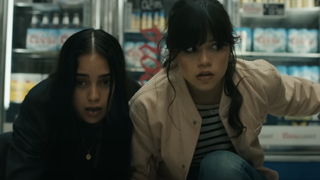 Jenna Ortega and Melissa Barrera in a bodega during Scream VI