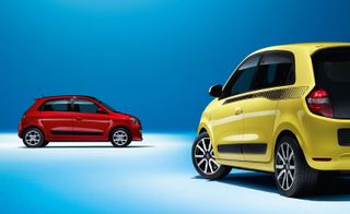 Red & yellow Renault Twingo cars