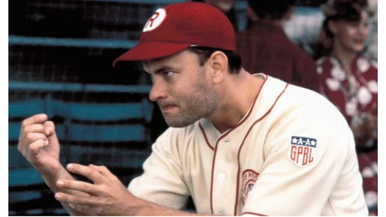 Happy birthday to Tom Hanks!! Who portrayed Rockford Peaches manager, Jimmy  Dugan in A League of Their Own!! There's no crying in baseball!!  (Photo: - All American Girls Professional Baseball League Players