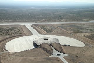 The Tomorrowland-looking Virgin Galactic Gateway to Space, a combined terminal and hangar facility, is part of the expansive Spaceport America site.