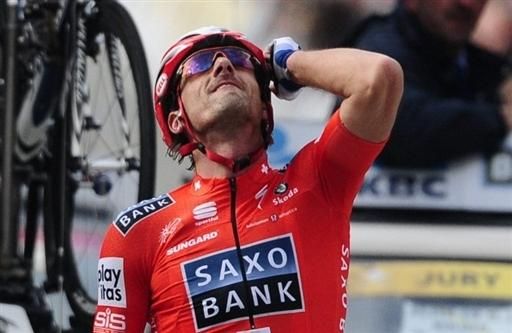 Fabian Cancellara (Saxo Bank) celebrates his third career Monument.