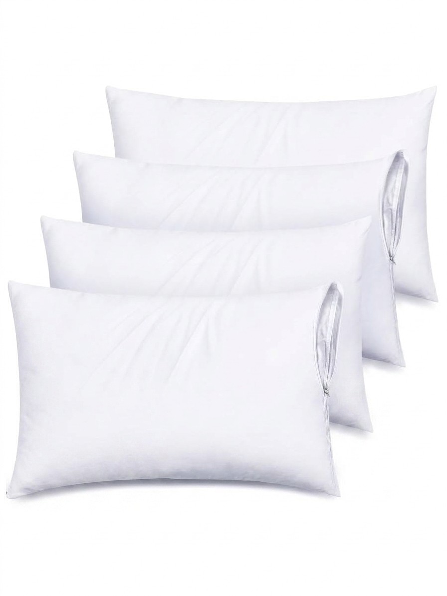 A set of 4 pillowcases protectors against a white background