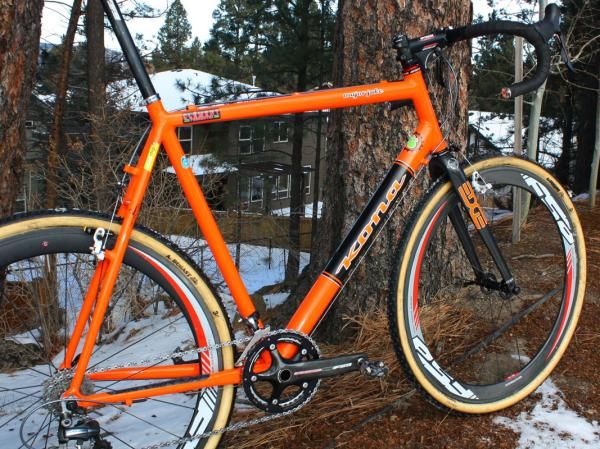 Scanium tubing likely yields a light frame in spite of the size but Trebon says he places a higher value on its stiffness to support his attacking style.
