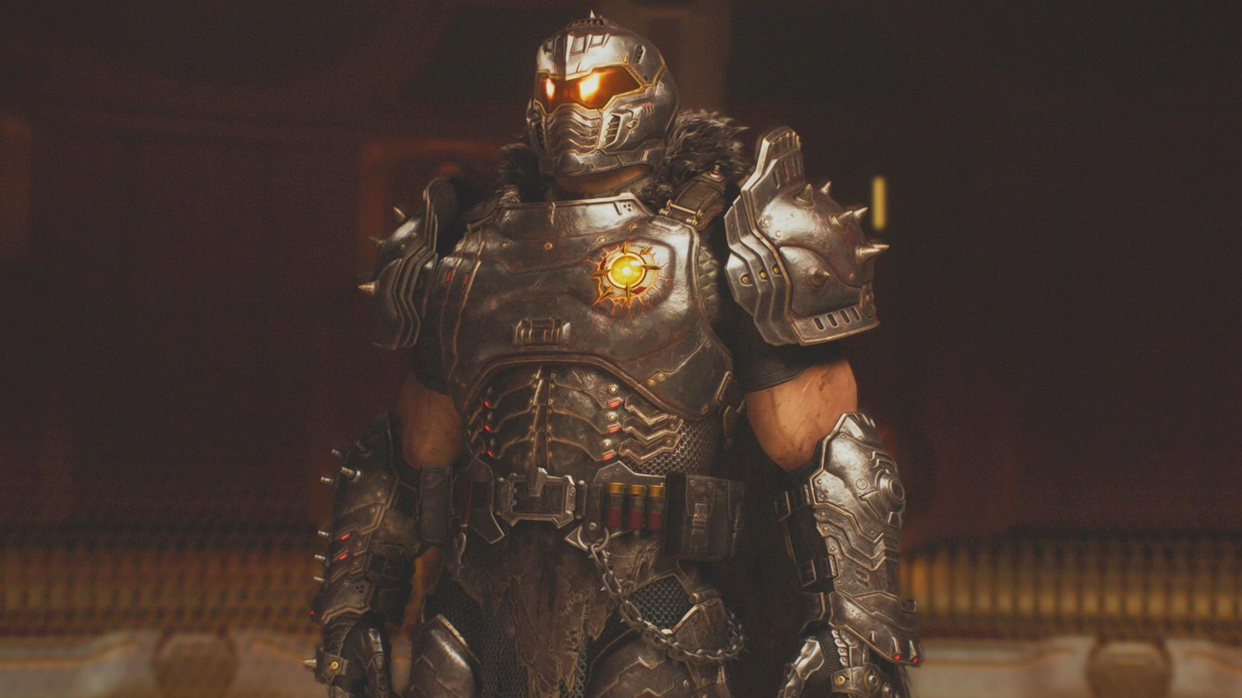 Doom: The Dark Ages Chapter 15 secrets City of Ry&#039;uul - The Doom Slayer looking slightly upwards, standing in his chamber.