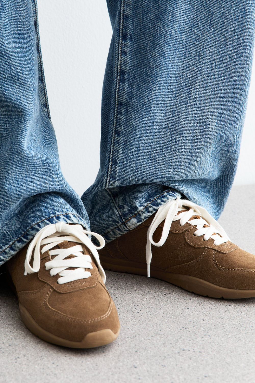 Tan Suede Lace Up Trainers