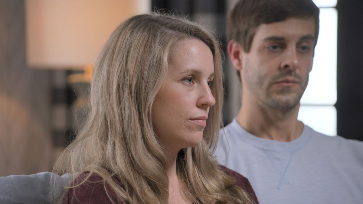 Jill Duggar and Derick Dillard being interviewed for Shiny Happy People: Duggar Family Secrets