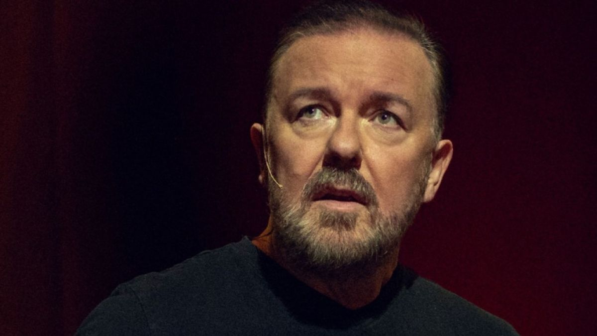 Ricky Gervais in Armageddon Netflix special.