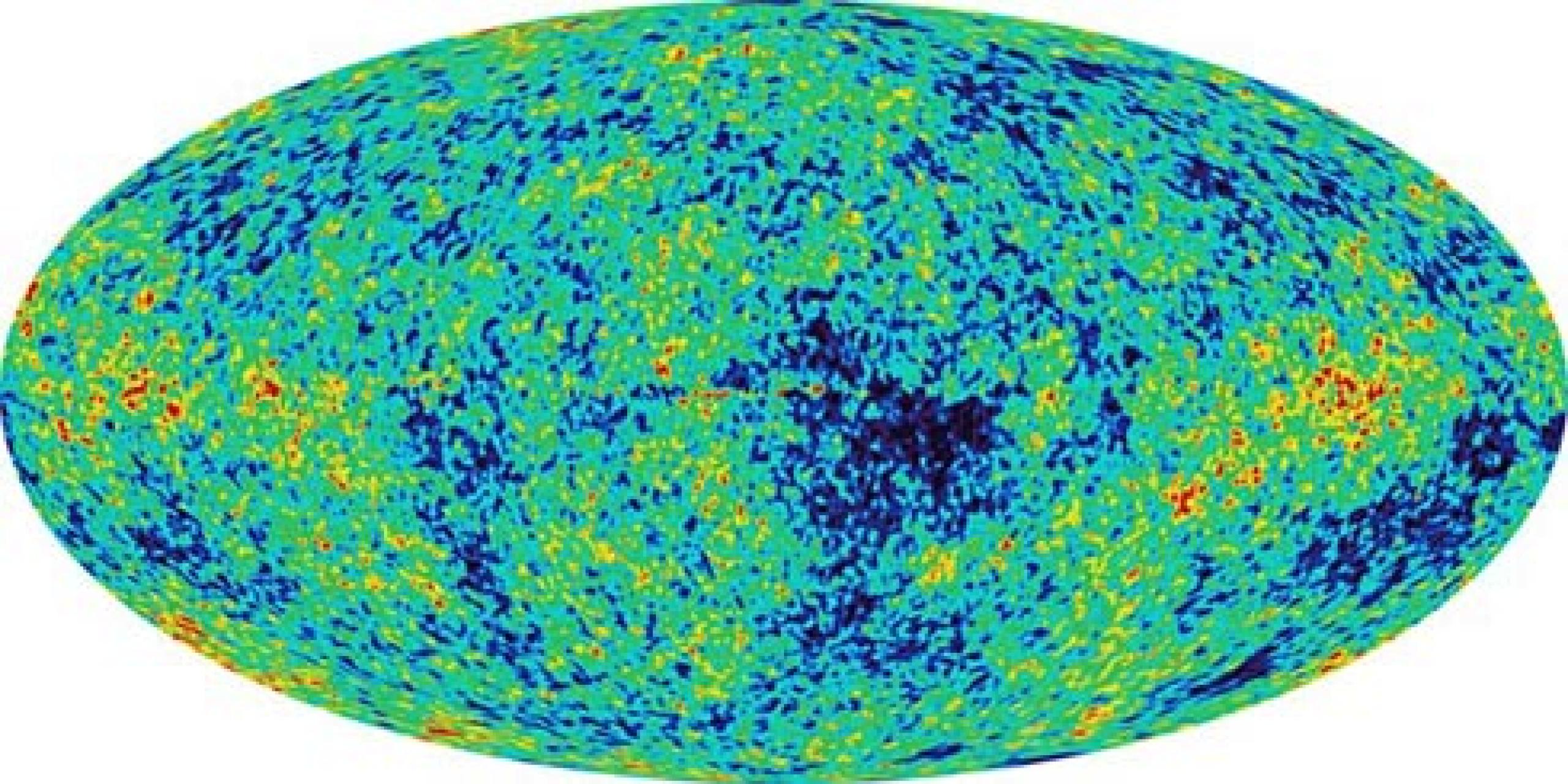This map of the sky shows light from the cosmic microwave background (CMB), or light left over from the initial expansion of the universe. The colors indicate temperature variations in the CMB.