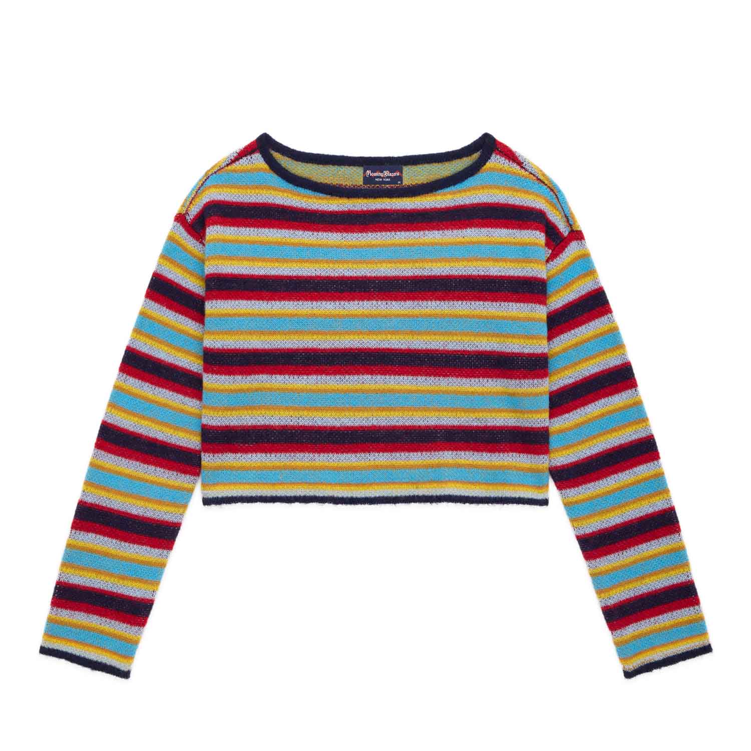 Women's Mohair Stripe Long Sleeve Top Blue Red - Blue Red / Xs