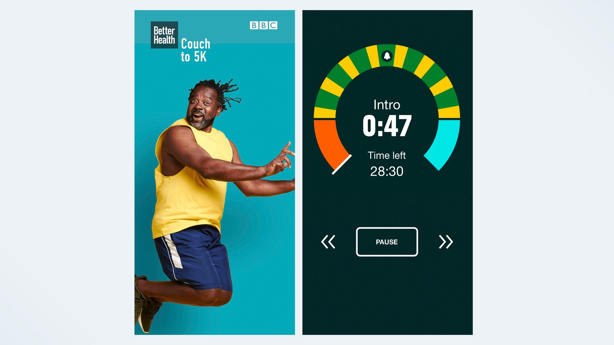 A screenshot of the NHS couch to 5K running app