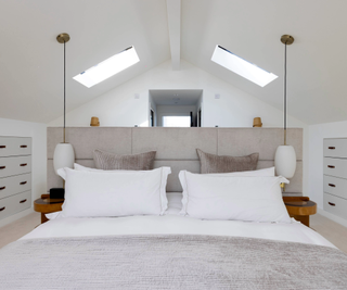 Headboard idea with half partition wall 