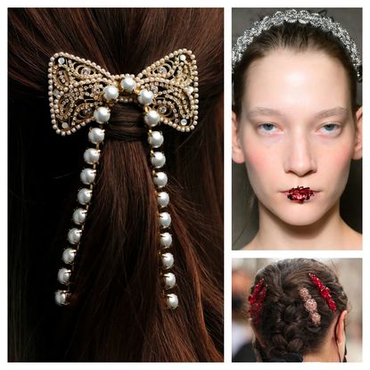 collage of holiday hair accessories