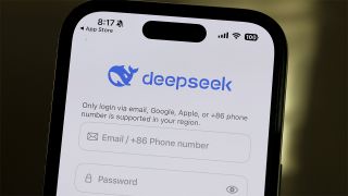 DeepSeek login in page displayed on smartphone