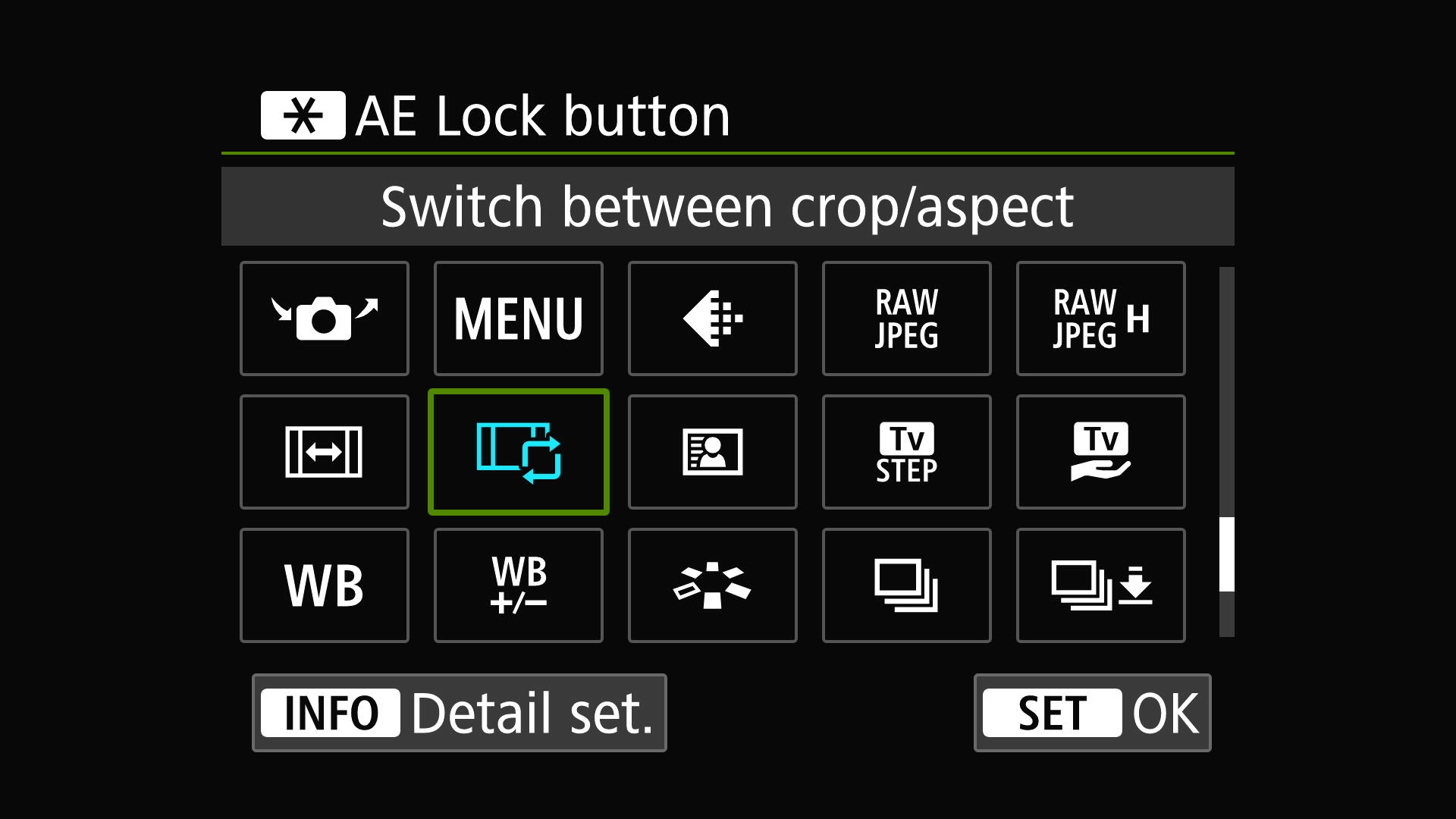Menu screens from EOS camera showing custom control options