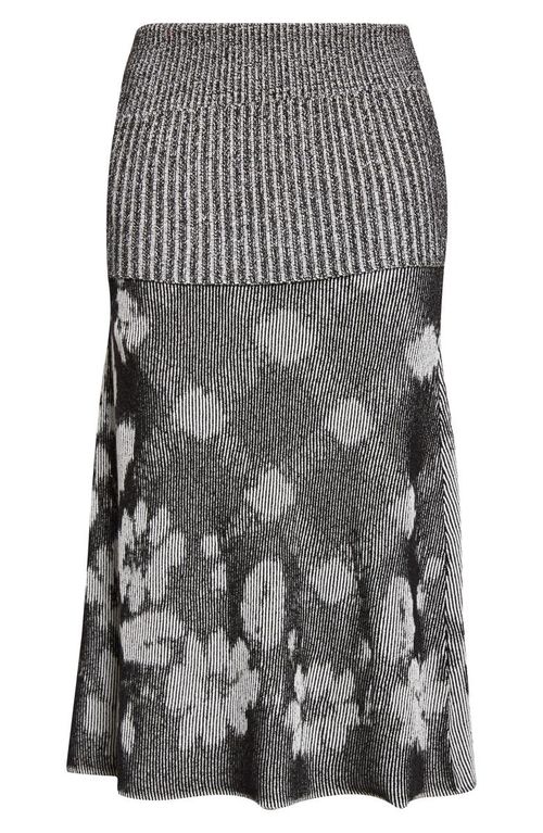 Illusion Floral Jacquard Rib Sweater Skirt