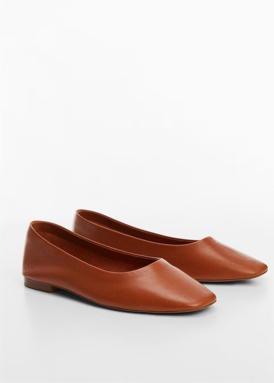 Mango tan flat ballet shoes