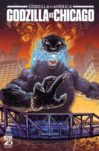 Godzilla attacks Chicago on Ryan Browne's cover.