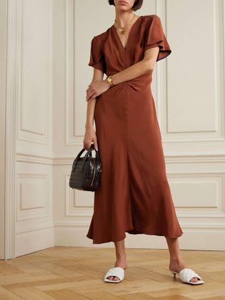 Gathered Jersey Midi Dress