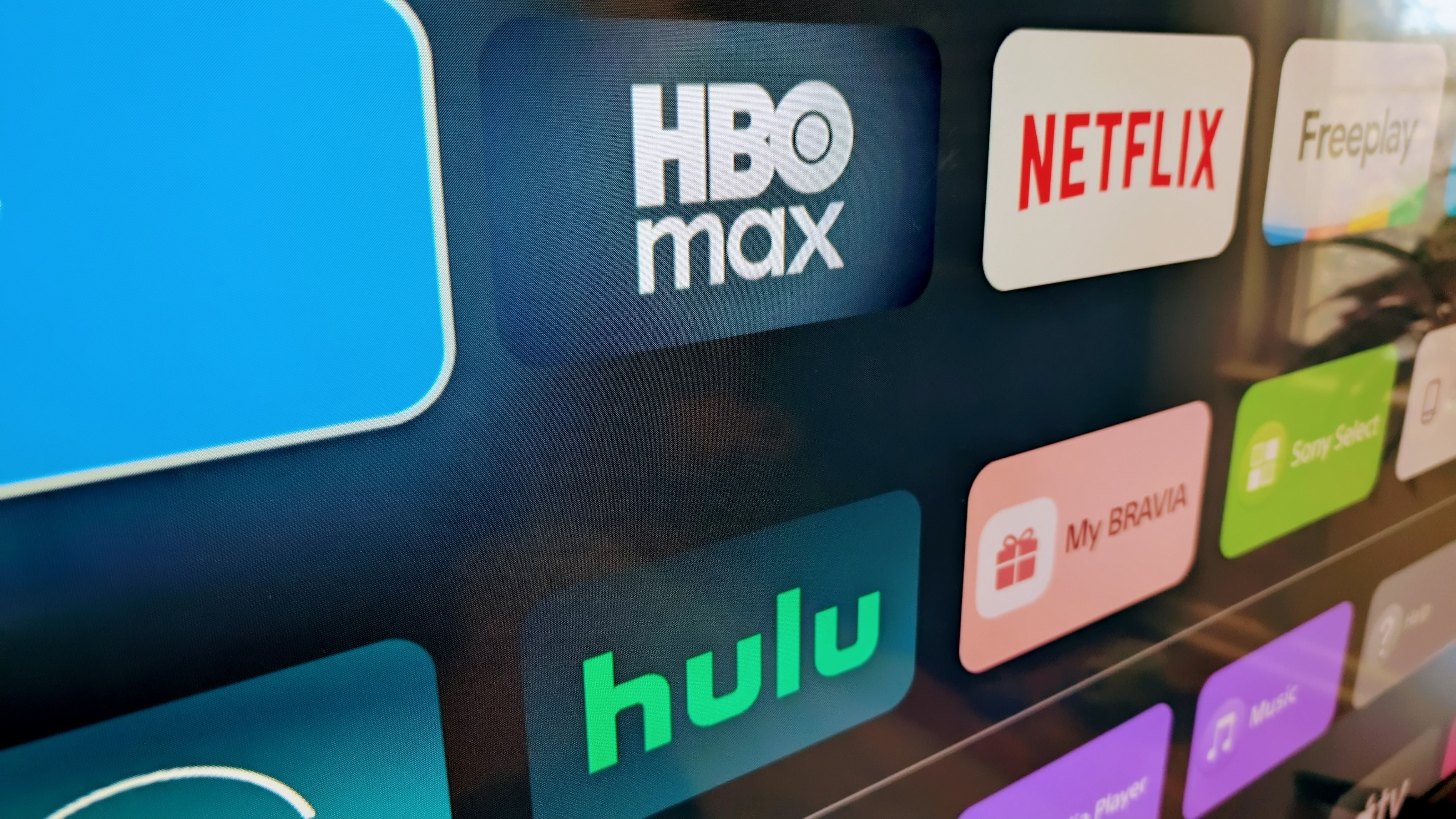Streaming service icons on smart TV screen