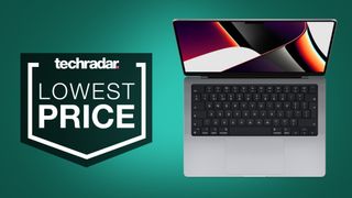 deals image: Apple MacBook Pro 14 on green background