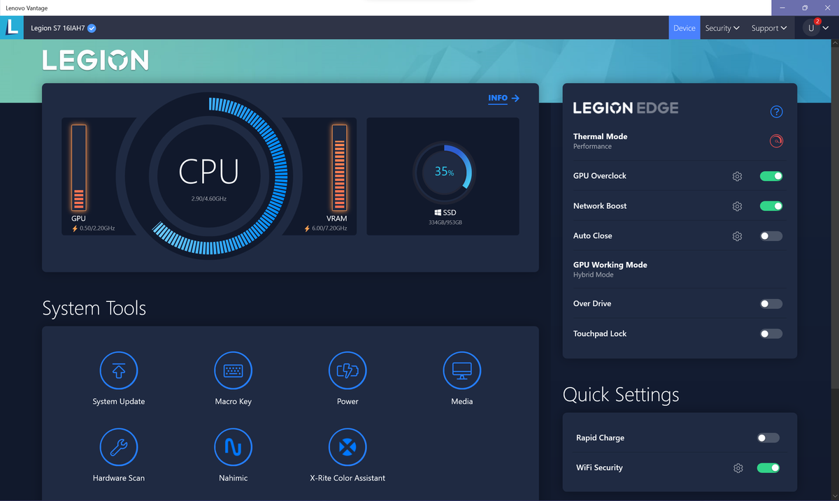 Lenovo Legion Slim 7i Software