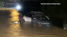 Car caught in flood in Nashville
