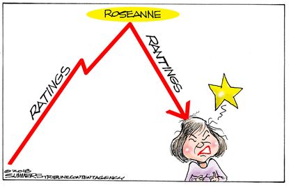 Editorial cartoon U.S. Roseanne cancellation racist comments