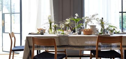 A table laid with flowers, ready for Easter