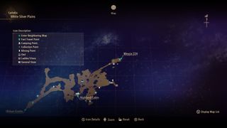 Tales of Arise owl locations - A map of White Silver Plains showing an owl marker in the north end of the map just outside the Messia 224 entrance.