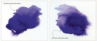 Examples of paint on both cold and hot watercolour paper
