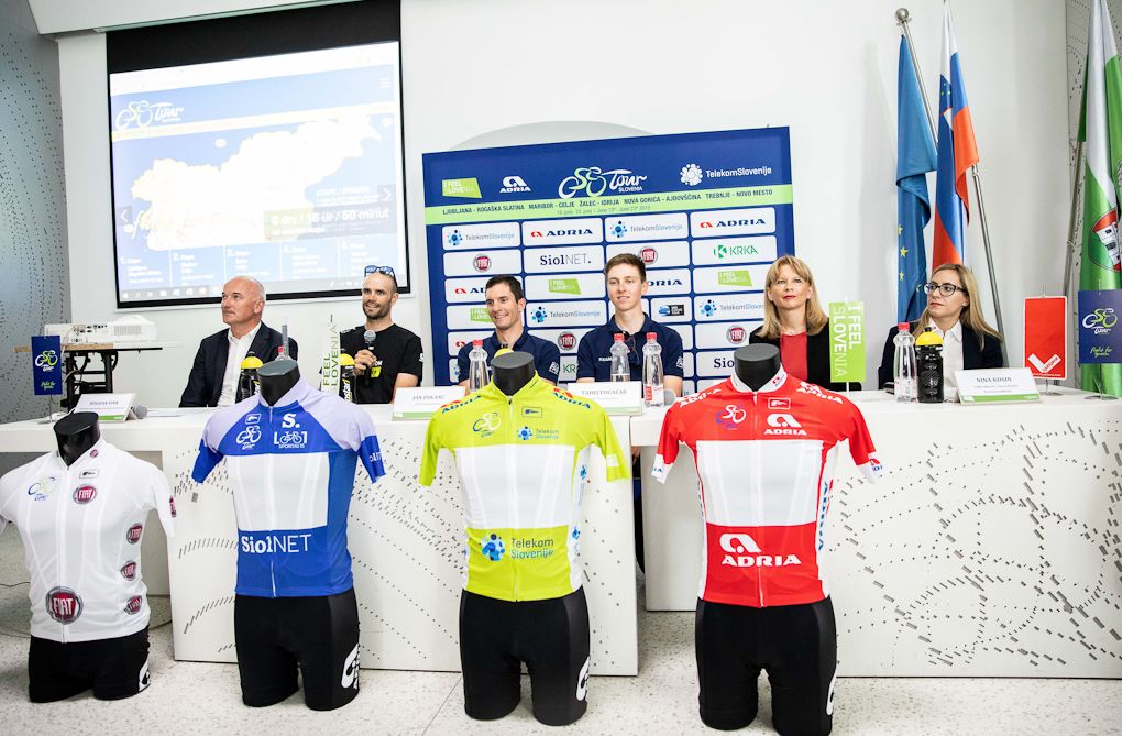 Some of the marguee riders at the 2019 Tour of Slovenia meet the press