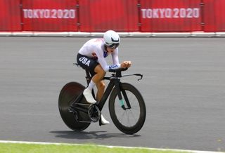 OYAMA JAPAN JULY 28 Amber Neben of Team United States rides during the Womens Individual time trial on day five of the Tokyo 2020 Olympic Games at Fuji International Speedway on July 28 2021 in Oyama Shizuoka Japan Photo by Tim de WaeleGetty Images