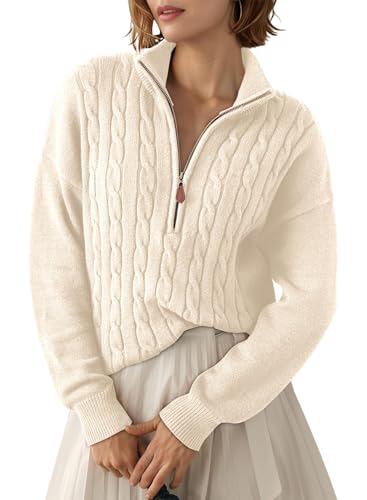 Dokotoo White Womens Early Fall Sweaters for Women 2026 Old Money Knit Tops