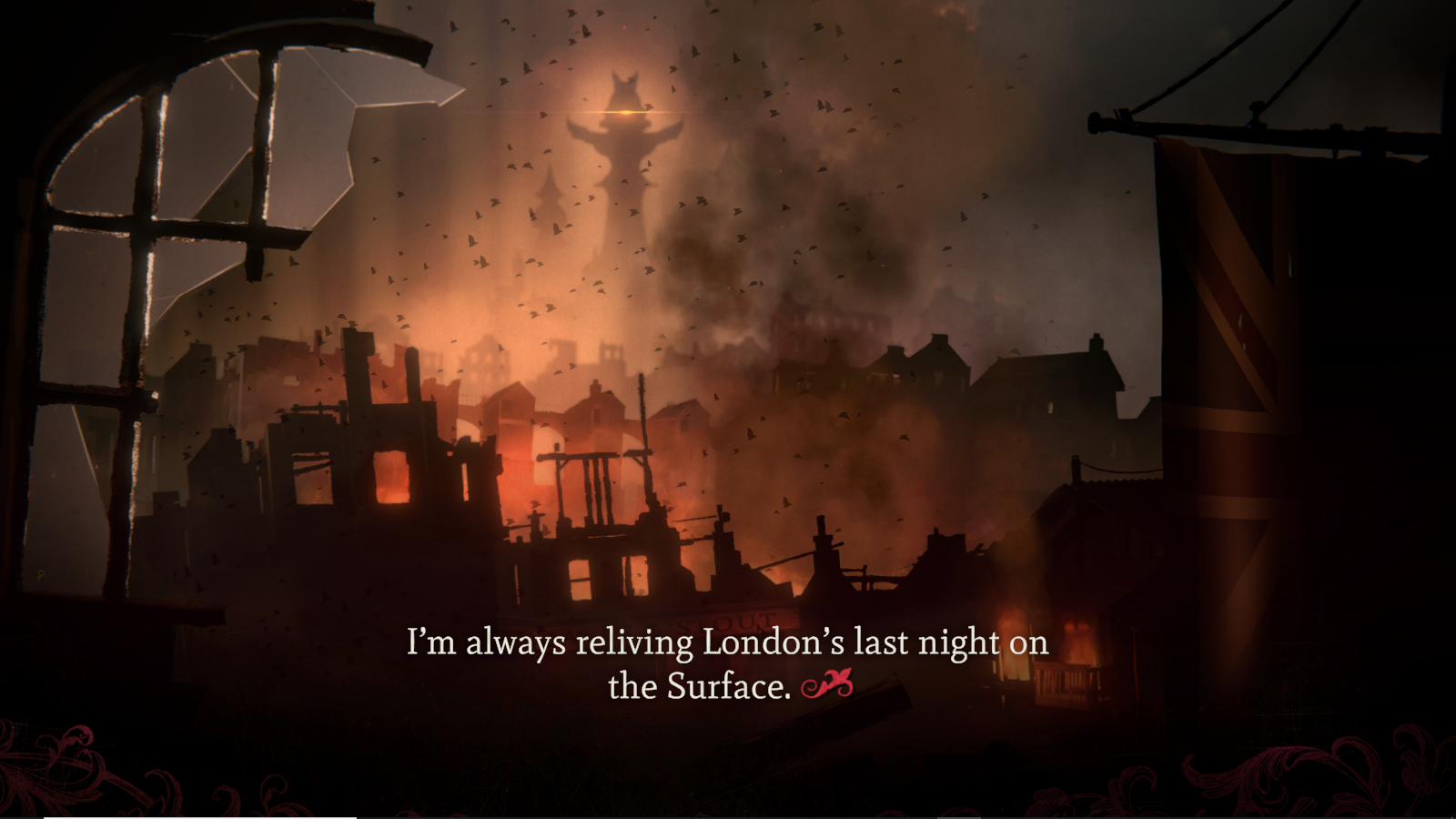 London on fire and surrounded by bats