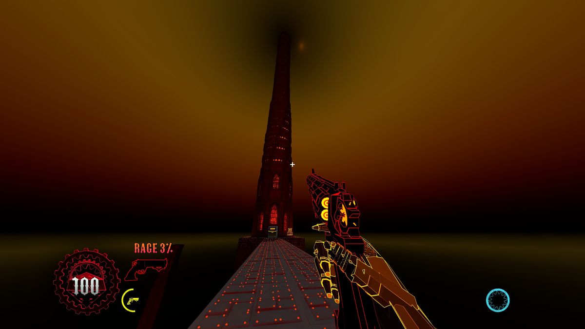 player view of infinitely high tower floating in void