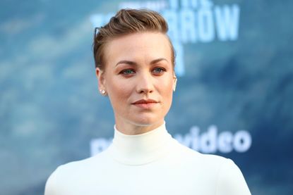 Yvonne Strahovski attends the premiere of Amazon's "The Tomorrow War"